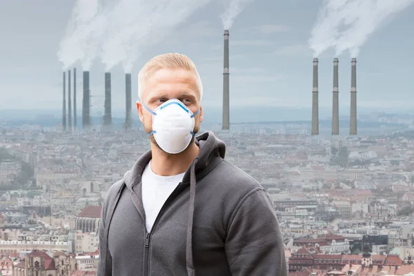 Man Wearing Pollution Mask