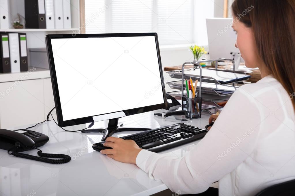 Businesswoman Working On Computer