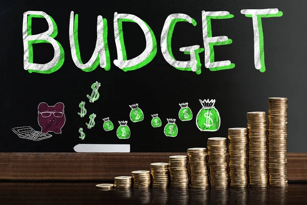 Palavra orçamento no quadro negro — Fotografia de Stock