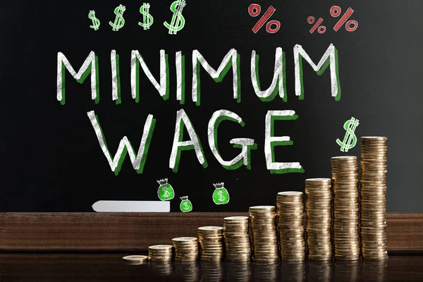 Minimum Wage At Blackboard — Stock Photo, Image