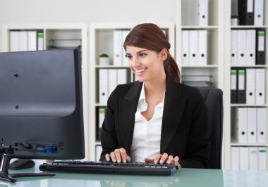 Bilgisayarda çalışan iş kadını