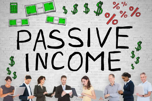 Diverse Group People Front Passive Income — Stock Photo, Image