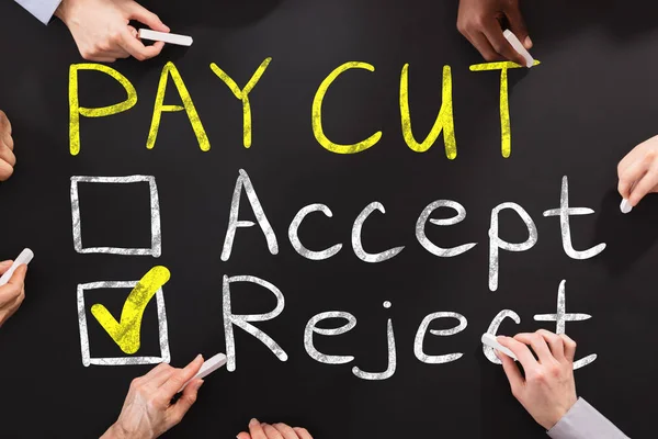 Group People Drawing Paycut Rejection Concept — Stock Photo, Image