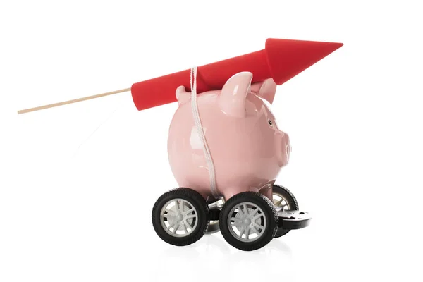 Rocket With Piggy Bank — Stock Photo, Image