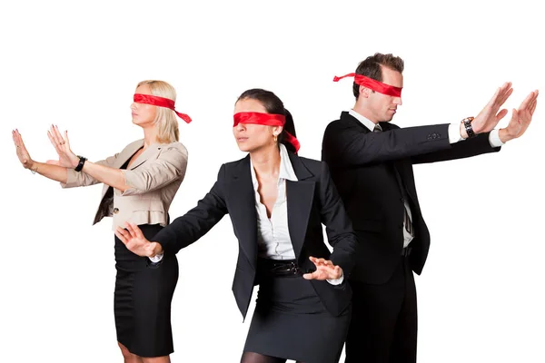 Mensen Uit Het Bedrijfsleven Blinddoeken Tegen Witte Achtergrond — Stockfoto