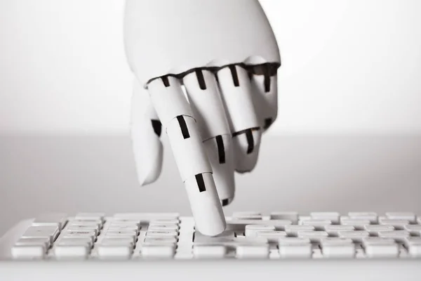 Robotic Hand Pressing Enter Key — Stock Photo, Image