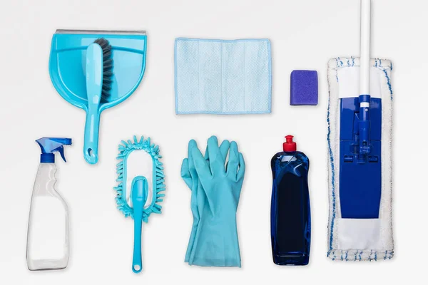 Hoge hoek van het schoonmaken van uitrustingen — Stockfoto