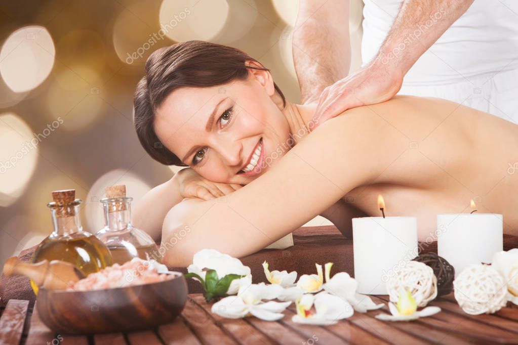 Woman Receiving Shoulder Massage