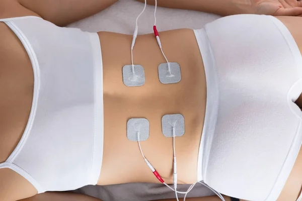 Woman Lying With Electrodes — Stock Photo, Image