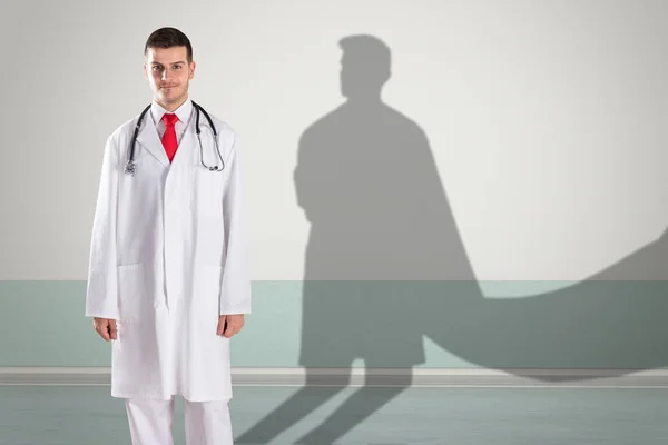 Doctor With Shadow On Wall — Stock Photo, Image