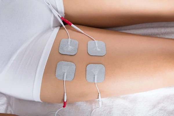 Woman Lying With Electrodes — Stock Photo, Image