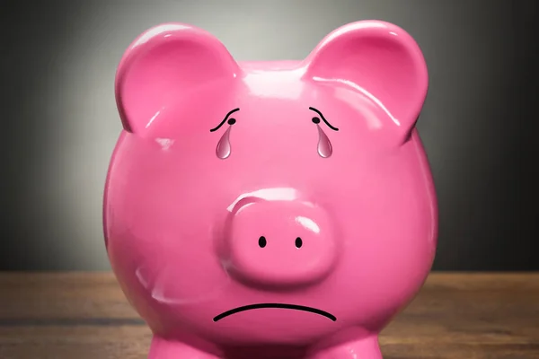 Triste rosa Piggybank — Foto de Stock