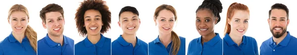 Inservienti in uniforme blu — Foto Stock