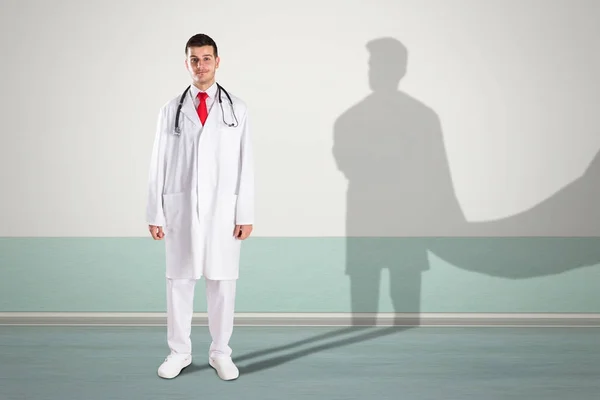 Doctor With Shadow On Wall — Stock Photo, Image