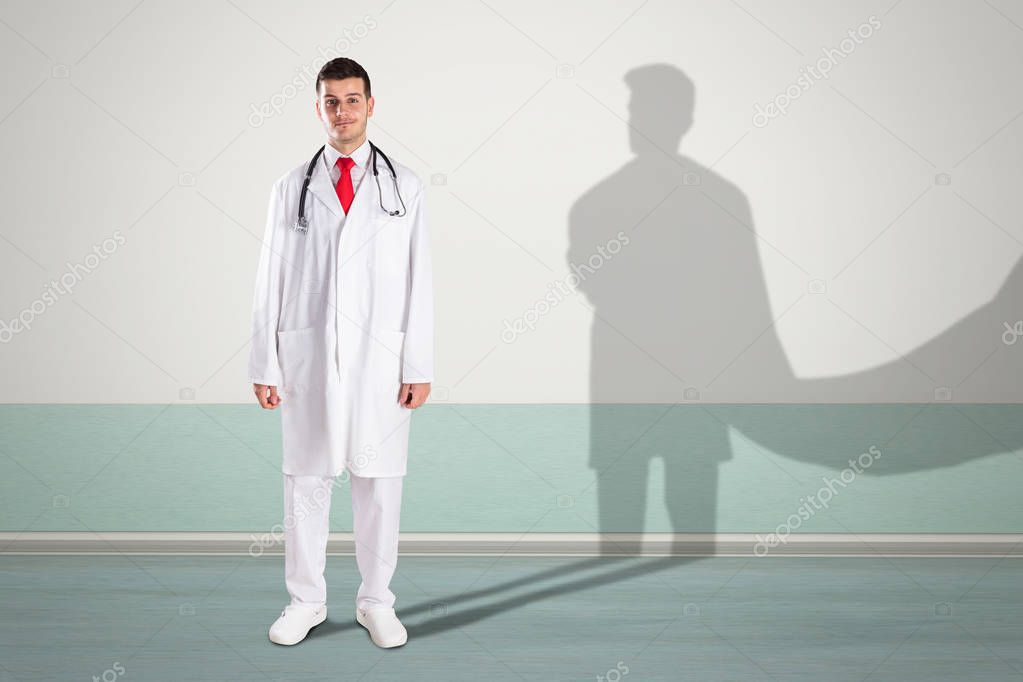 Doctor With Shadow On Wall