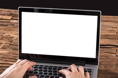 Dizüstü bilgisayarda çalışan işadamının 