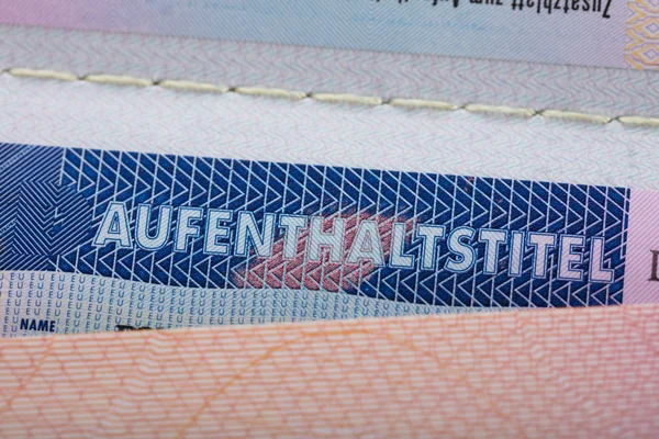 Aufenthaltstitel Text On Passport — Stock Photo, Image