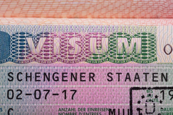 Visum Text på pass — Stockfoto