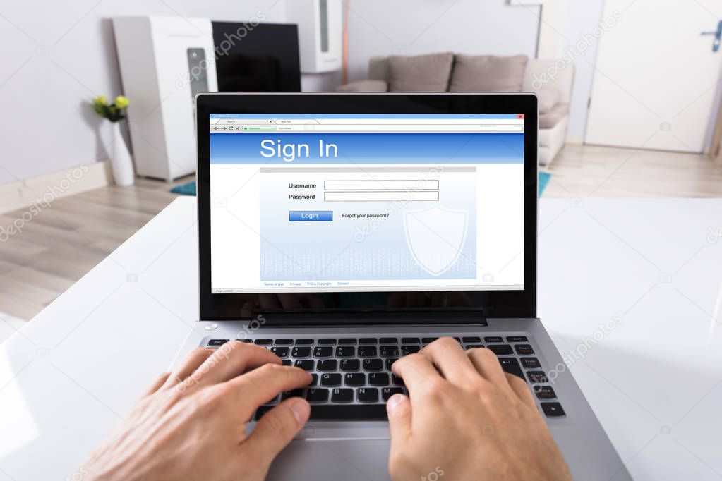 Person Signing Into Website 