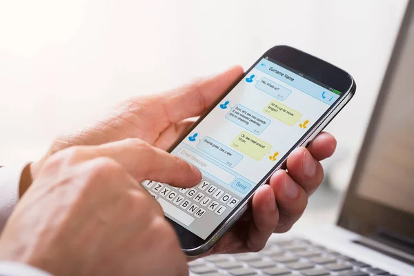 Businessperson Sending Text Message — Stock Photo, Image