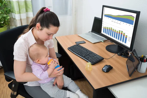Woman Analyzing Graph On Computer — Stock Photo, Image