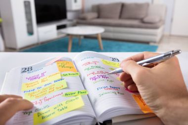 Bir işadamının'ın el yazma programı Diary kalem ile yakın çekim