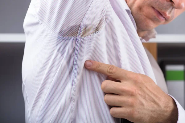 Close Man Noticing His Sweat Armpit — Stock Photo, Image