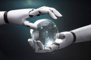 Close-up Of A Robot's Hand Predicting Future With Crystal Ball clipart