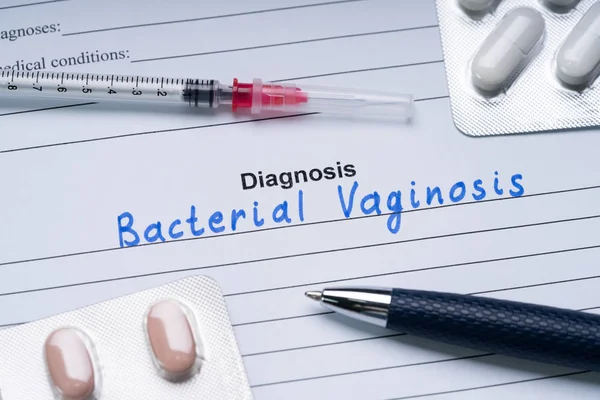 Texto Bacteriano Vaginosis Escrito Forma Diagnóstico Con Jeringa — Foto de Stock