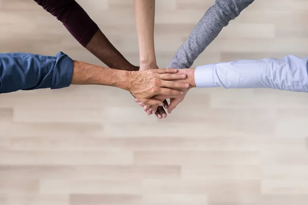 Close Many Hands Lying Top Each Other — Stock Photo, Image