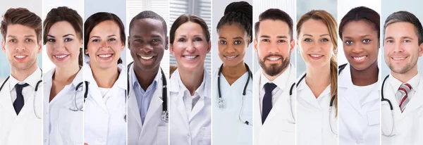 Médecins Collage Divers Groupes Personnes Portraits — Photo