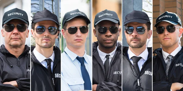 Collage Security Guards Diverse Group People Portraits — Stock Photo, Image