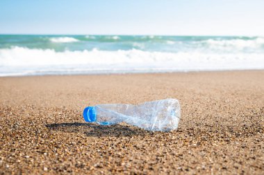 Denizdeki Plastik Kirliliği. Deniz Kıyısındaki Plastik Şişe
