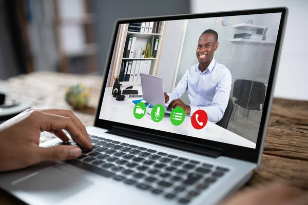 Cropped Image Businessman Using Laptop Desk Office — Stock Photo, Image