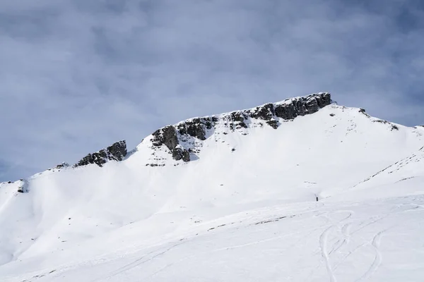 Winterlandschap Van Een Skigebied Zwitserland Alpen — Stockfoto