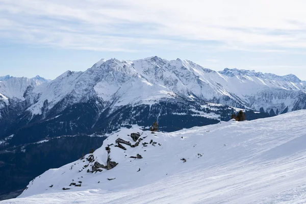 Zimowy Krajobraz Soelden Ośrodek Narciarski Alpach Oetztal Tirol Austria — Zdjęcie stockowe