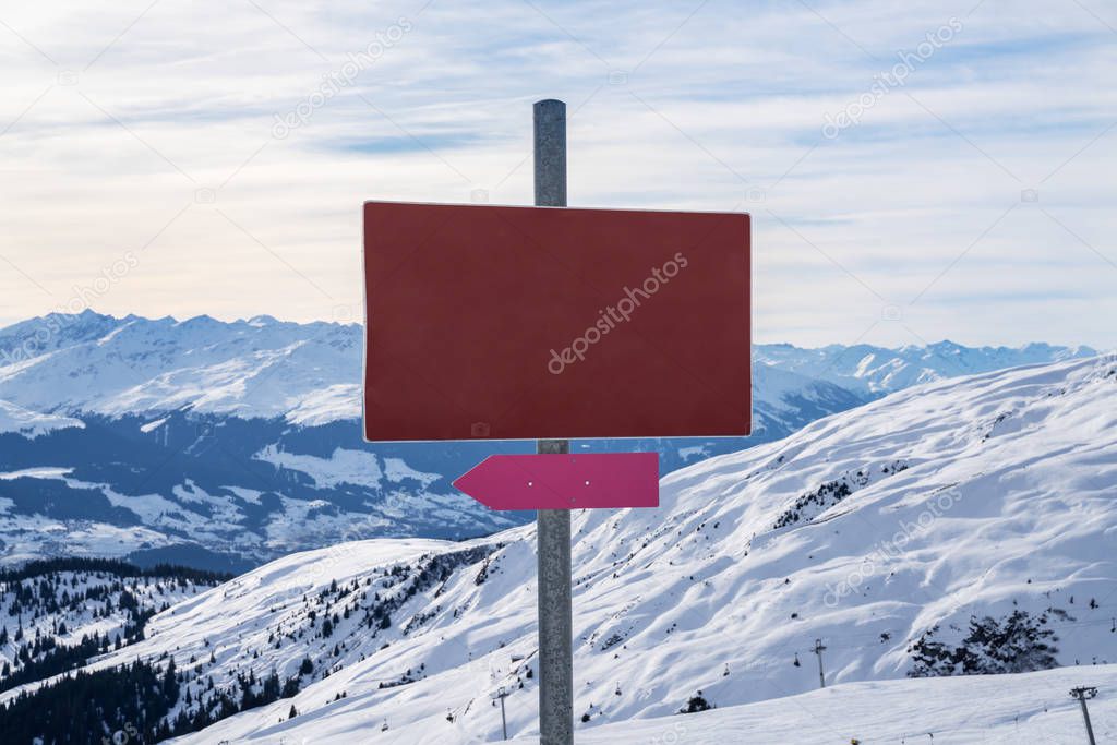 Photo Of Empty Red Sign In Mountains