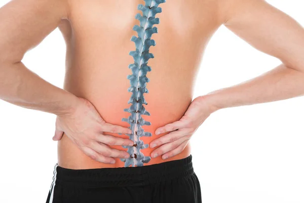 Young Man Pain His Back — Stock Photo, Image
