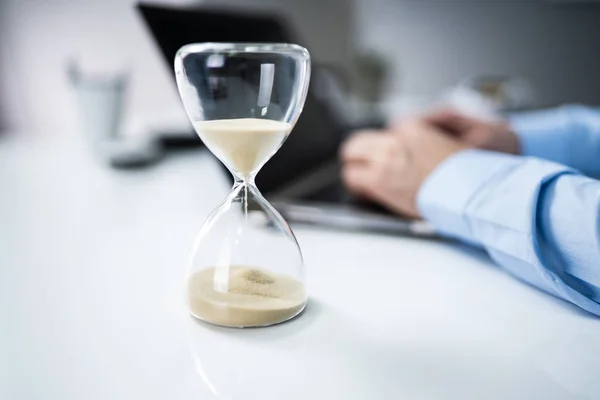 Man Working Laptop Time Pressure — Stock Photo, Image