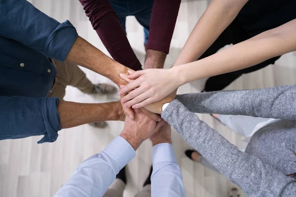 Close Many Hands Lying Top Each Other — Stock Photo, Image