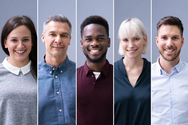 Collage Diverse Grupo Empresarios Felices — Foto de Stock