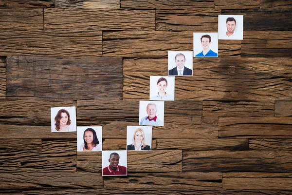 Checkbox Icon Made People Photos Wooden Desk — Stock Photo, Image