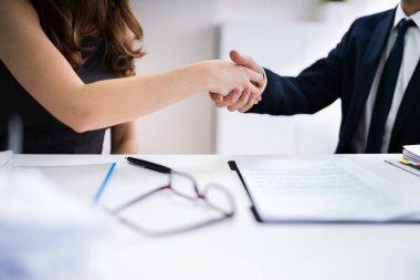 Sözleşme formu ellerini sallayarak iş ortakları