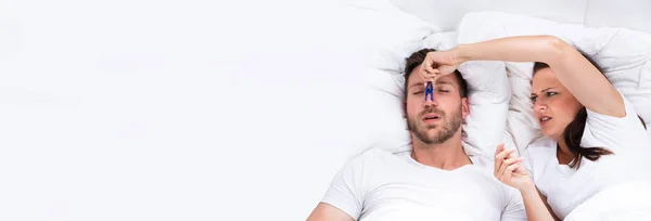 Próbál Megállítani Horkolás Alvási Apnoe Férfi — Stock Fotó