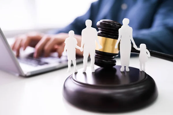 Separation Family Silhouette Gavel Courtroom — Stock Photo, Image