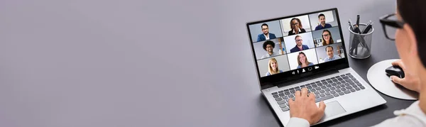 Work Home Online Video Meeting Conference Interview — Stock Photo, Image