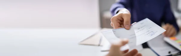 Pagamento Folha Pagamento Paycheck Bancário Para Funcionário Banner — Fotografia de Stock