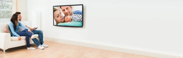 Couple Watching Family Movie Television — Stock Photo, Image