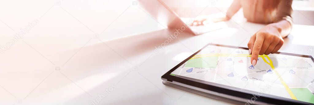 Checking Online GPS Location Map On Tablet