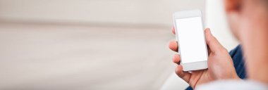 Omuz Cep Telefonu Ekranı 'nın üstünden. Boş Akıllı Telefon 